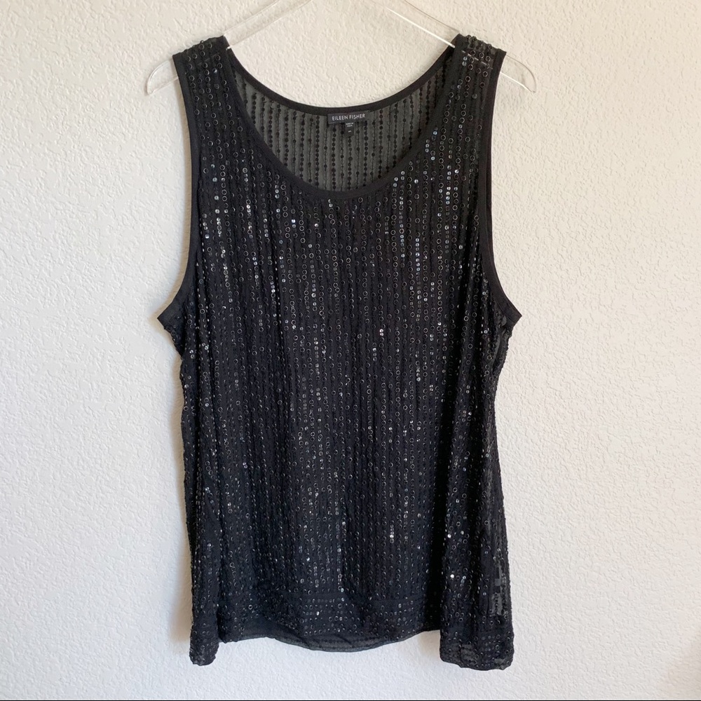 Eileen Fisher silk tank with sequins, XL